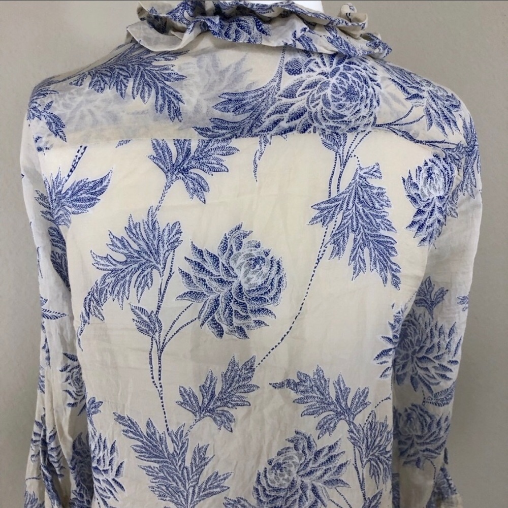 ZARA Floral Button‎ Down Ruffled Tunic - Picture 6 of 7